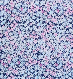 Aria Floral Brushed Cotton Jersey 3/4 Sleeve Pajama Set - Lace Trim Button-Up & Pants -Her Room US aria aria01 a90030 cs3