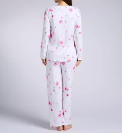 Aria Floral Brushed Cotton Jersey – Lace Trim Henley Pajama Set -Her Room US aria aria01 a90033 bs