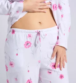 Aria Floral Brushed Cotton Jersey – Lace Trim Henley Pajama Set -Her Room US aria aria01 a90033 cs2