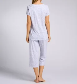 Aria 100% Cotton Peached Jersey Floral Capri Pajama Set - Cap Sleeve Sleepwear -Her Room US aria aria01 a90035 bs