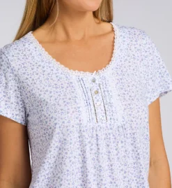 Aria 100% Cotton Peached Jersey Floral Capri Pajama Set - Cap Sleeve Sleepwear -Her Room US aria aria01 a90035 cs1