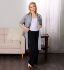 Arlotta Heather Grey Luxury 100% Cashmere Short Robe – Classic Shawl Collar Spa Wrap