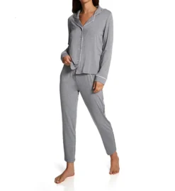 Aspen Dream BPJST Essential Soft Bamboo Long PJ Set – Ruffled Piping Button-Down Sleepwear