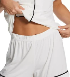Aspen Dream Essential Soft Bamboo PJ Set – Ruffled Trim Short Sleeve Loungewear -Her Room US aspen dream aspd01 bshpj cs1