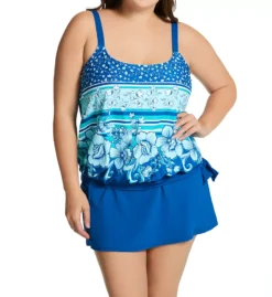 Beach House Woman Floral & Striped Blouson Tankini – Under The Border Walk Sarah Swim Top -Her Room US beach house woman bhw01 hw61012 cs1