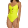 Becca Prima Camille Neon Pink Textured Cut-Out One Piece Swimsuit