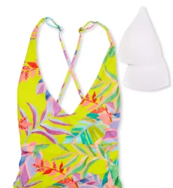 Becca Costa Bella Kali V-Neck One Piece Swimsuit - Textured Floral Multi-Color Print -Her Room US becca bec01 191037 cs6