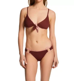 Becca Modern Edge Gracie Black with White Trim Ribbed Buckle Side Hipster Swim Bottom -Her Room US becca bec01 544037 cs2