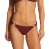 Becca Modern Edge Gracie Black with White Trim Ribbed Buckle Side Hipster Swim Bottom -Her Room US becca bec01 544037 gs