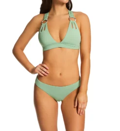 Becca Neon Yellow Color Code Adela Ruched Hipster Cheeky Swim Bottom -Her Room US becca bec01 858437 cs2
