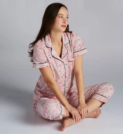 BedHead Pajamas Dalmatian Love Spot Print - Organic Cotton Short Sleeve & Cropped PJ Set