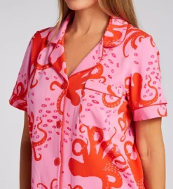 BedHead Pajamas Sea Dreams Nautical Print – Red Piping Organic Cotton Cropped PJ Set -Her Room US bedhead pajamas behe01 270095 cs1