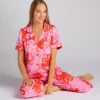 BedHead Pajamas Sea Dreams Nautical Print – Red Piping Organic Cotton Cropped PJ Set -Her Room US bedhead pajamas behe01 270095 gs