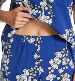 Navy Shadow Blossom Short Sleeve Cropped PJ Set -Her Room US bedhead pajamas behe01 2721295 cs2