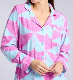 Trina Turk Cranes Long Sleeve Long Classic PJ Set -Her Room US bedhead pajamas behe01 290131 cs1