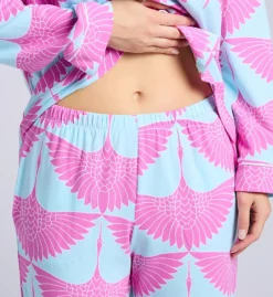 Trina Turk Cranes Long Sleeve Long Classic PJ Set -Her Room US bedhead pajamas behe01 290131 cs2
