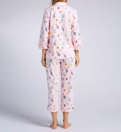 BedHead Pajamas 48 Hours In Paris – Cotton Stretch 3/4 Sleeve Cropped PJ Set with Pink Piping -Her Room US bedhead pajamas behe01 470117 bs