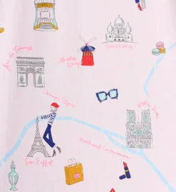 BedHead Pajamas 48 Hours In Paris – Cotton Stretch 3/4 Sleeve Cropped PJ Set with Pink Piping -Her Room US bedhead pajamas behe01 470117 cs3