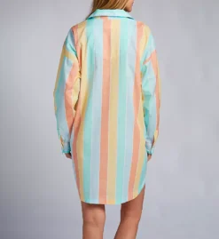 BedHead Pajamas Sunset Stripe Organic Cotton High-Low BF Collared Sleep Shirt -Her Room US bedhead pajamas behe01 810005 bs