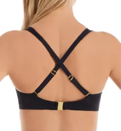 Bleu Rod Beattie Kore Shirred Underwire Bandeau Bikini Top – Solid Textured Gold Accent Swimwear -Her Room US bleu rod beattie bleu01 00179d cs1