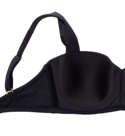 Bleu Rod Beattie Kore Shirred Underwire Bandeau Bikini Top – Solid Textured Gold Accent Swimwear -Her Room US bleu rod beattie bleu01 00179d cs4