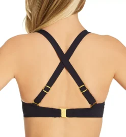 Bleu Rod Beattie Navy Kore Series – Ruched Gold Hardware Underwire Molded Bikini Top -Her Room US bleu rod beattie bleu01 0357d cs1