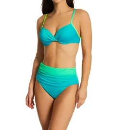 Bleu Rod Beattie Cool Breeze Ombre Shirred High Waist Swim Bottom - Ruched Front Drape Bikini -Her Room US bleu rod beattie bleu01 b23902 cs1