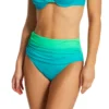 Bleu Rod Beattie Cool Breeze Ombre Shirred High Waist Swim Bottom - Ruched Front Drape Bikini -Her Room US bleu rod beattie bleu01 b23902 gs