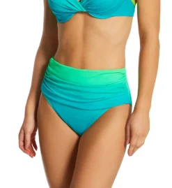Bleu Rod Beattie Cool Breeze Ombre Shirred High Waist Swim Bottom - Ruched Front Drape Bikini