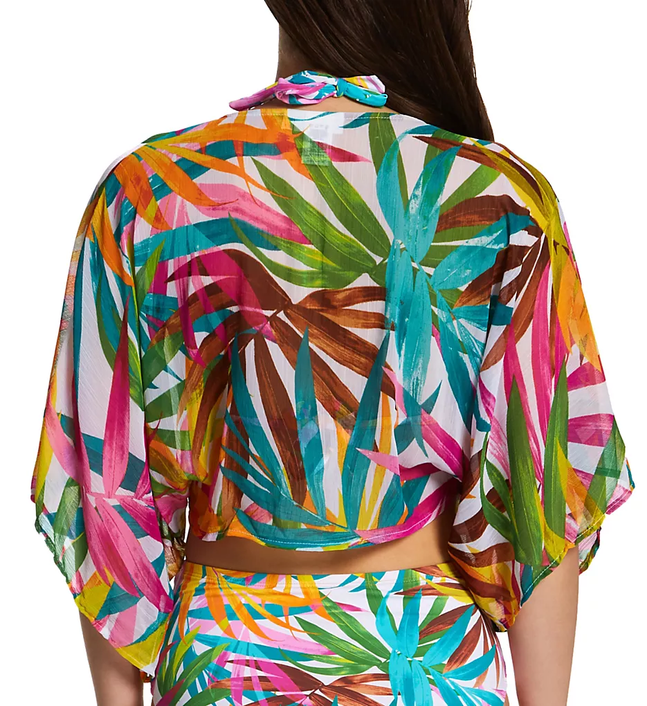 Bleu Rod Beattie Fantasy Island Tropical Palm Print Chiffon Front-Tie Shirt Cover Up 5 Bleu Rod Beattie Fantasy Island Tropical Palm Print Chiffon Front-Tie Shirt Cover Up - Image 3