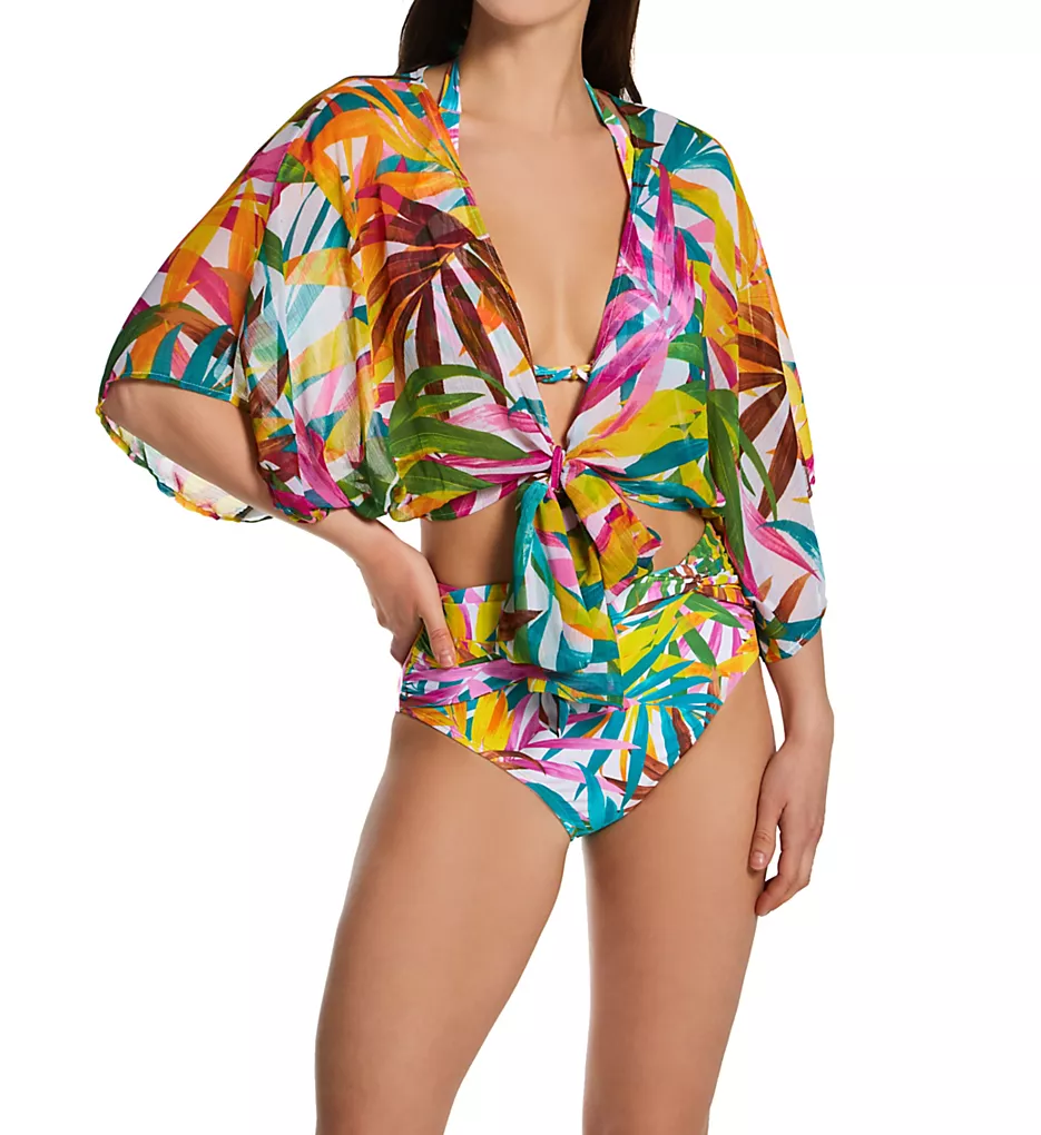Bleu Rod Beattie Fantasy Island Tropical Palm Print Chiffon Front-Tie Shirt Cover Up 6 Bleu Rod Beattie Fantasy Island Tropical Palm Print Chiffon Front-Tie Shirt Cover Up - Image 4