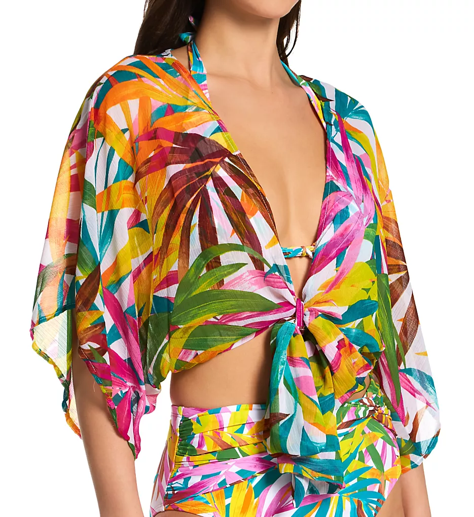 Bleu Rod Beattie Fantasy Island Tropical Palm Print Chiffon Front-Tie Shirt Cover Up 4 Bleu Rod Beattie Fantasy Island Tropical Palm Print Chiffon Front-Tie Shirt Cover Up - Image 2
