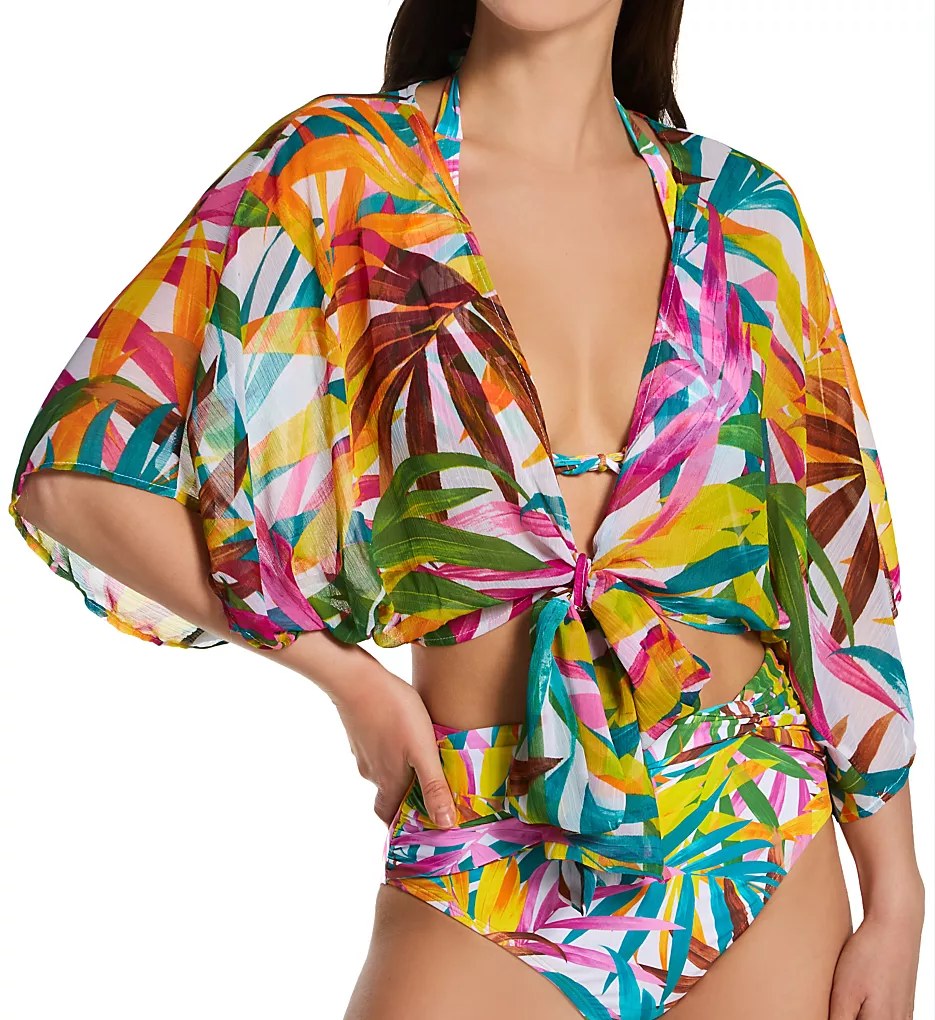 Bleu Rod Beattie Fantasy Island Tropical Palm Print Chiffon Front-Tie Shirt Cover Up 3 Bleu Rod Beattie Fantasy Island Tropical Palm Print Chiffon Front-Tie Shirt Cover Up