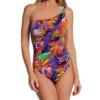 Bleu Rod Beattie Night Safari Tropical Print One Shoulder Mio - Asymmetrical One Piece Swimsuit -Her Room US bleu rod beattie bleu01 s23785 gs