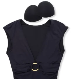 Bleu Rod Beattie Deep Olive Ring Me Up Cap Sleeve O-Ring Mio One Piece Swimsuit -Her Room US bleu rod beattie bleu01 u23206 cs5