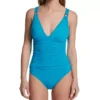 Bleu Rod Beattie Ring Me Up OTS Mio – Ruched V-Neck One Piece Swimsuit with Gold Hardware -Her Room US bleu rod beattie bleu01 u23225 gs