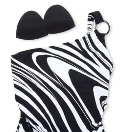 Bleu Rod Beattie Black & White Swirl – New Wave Asymmetrical Mio One Piece Swimsuit -Her Room US bleu rod beattie bleu01 w23218 cs5