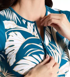 Body Glove Lush Wisdom Tropical Floral Short Sleeve Front-Zip Paddle One Piece Swimsuit -Her Room US body glove bg01 564755 cs1