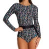 Body Glove Abloom Wave Floral Print Long Sleeve Paddle One-Piece Swimsuit - Multi/Black -Her Room US body glove bg01 582765 gs