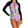 Body Glove Buzz Channel Long Sleeve Zip Front Paddle Swimsuit – Floral Patterned Performance One Piece -Her Room US body glove bg01 584764 gs