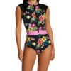 Body Glove Tropical Island Black Floral Zip-Up Short Sleeve One Piece Paddle Suit -Her Room US body glove bg01 591762 gs