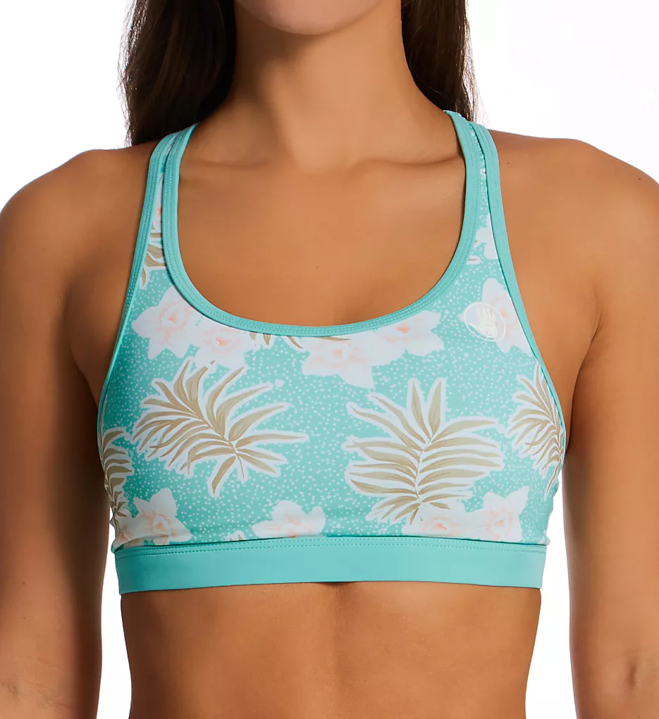 Body Glove Wahine Equalizer Tropical Leaf & Polka Dot Racerback Sports Bra Swim Top 4 Body Glove Wahine Equalizer Tropical Leaf & Polka Dot Racerback Sports Bra Swim Top - Image 2