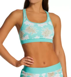 Body Glove Wahine Equalizer Tropical Leaf & Polka Dot Racerback Sports Bra Swim Top