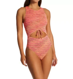 Body Glove Impression Carve One Piece Monokini - Blue Space-Dye Textured Cut-Out Swimsuit
