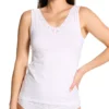 Calida Natural Comfort Scalloped Lace V-Neck Tank Top – Premium Pima Cotton Camisole