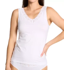Calida Natural Comfort Scalloped Lace V-Neck Tank Top – Premium Pima Cotton Camisole