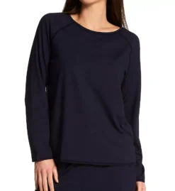Calida Deep Sleep Balancing Long Sleeve Crew Tee – Tencel & Seacell Moisture Wicking Sleep Shirt