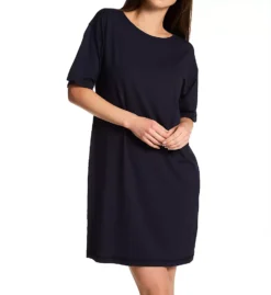 Calida Deep Sleep Balancing Short Sleeve Chemise – SeaCell™ Modal Navy Nightgown
