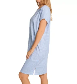 Calida Lovely Nights Striped Organic Cotton Nightshirt – Wedge Sleeve Jersey Sleepwear -Her Room US calida cali01 36052 cs1