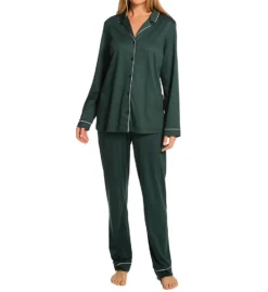 Calida Night Lovers Supima Cotton PJ Set – White Piped Luxury Button-Down Pajamas